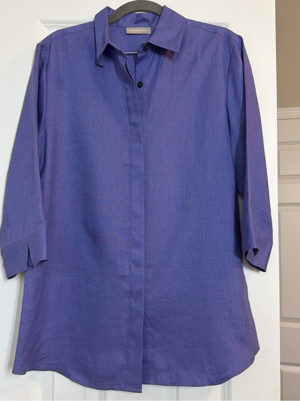 Nordstrom Purple Button-Down Shirt 100% linen